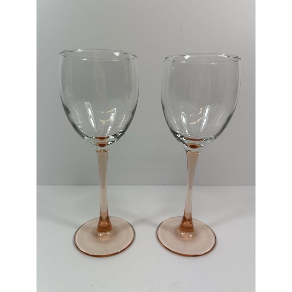 Cristal D'Arques Le Vin Rose Wine Glasses 7 3/4" Claret Set Of Two 8 oz